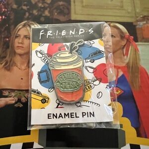 Friends CultureFly Central Perk Pumpkin Spice Latte Cup Orange Enamel Pin 2” NWT